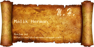 Malik Herman névjegykártya